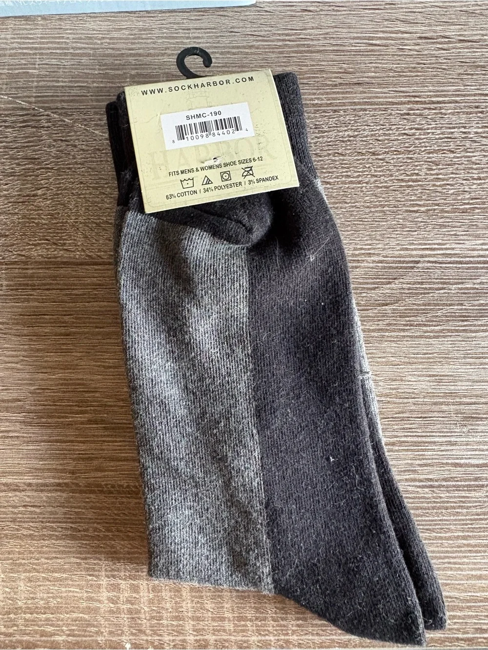 Arbor Gray Crew Socks with Yellow & White Novelty Text